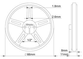 Mechanical drawing of Pololu wheel 70x8mm without tire